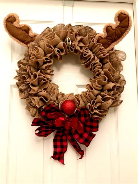 Christmas wreath Rudolph wreath Rudolph the red-nosed | Etsy