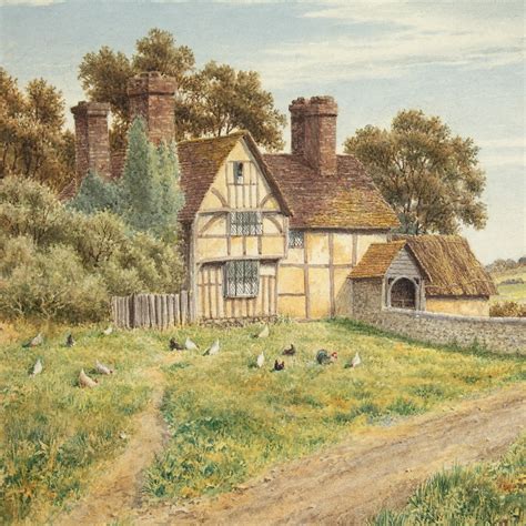 E Wood - E Wood, Farmhouse Near Godalming, Surrey, Watercolour For Sale