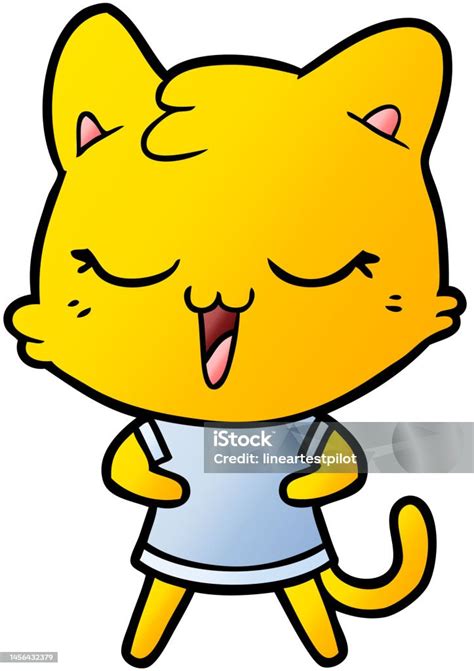 Happy Cartoon Cat Stock Illustration Download Image Now Animal Art