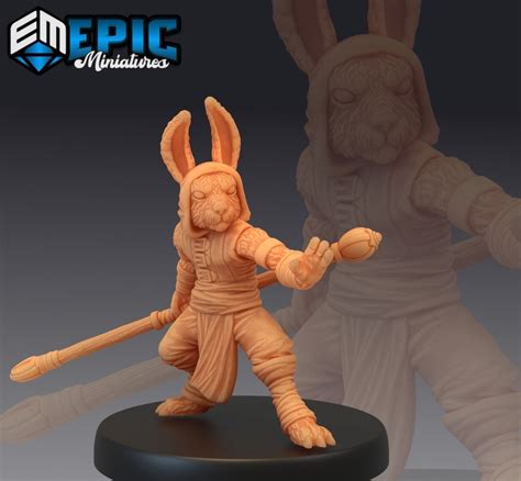 Harengon Rabbit Rabbitfolk Monk Miniature D D Dnd RPG Resin Etsy