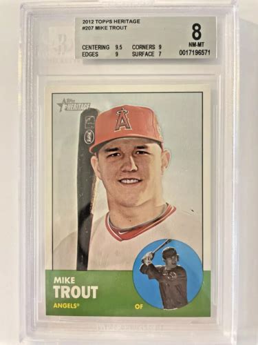 MIKE TROUT 2012 Topps Heritage ROOKIE 207 GRADED BGS 8 NM MT Anaheim