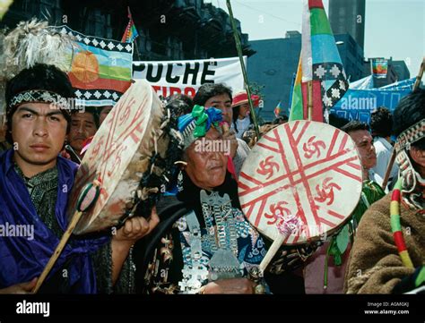 Chile Santiago Mapuche Indians Demonstrating Stock Photo Alamy