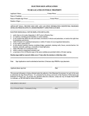 Fillable Online Election Sign Application Form Cityofgp Fax Email