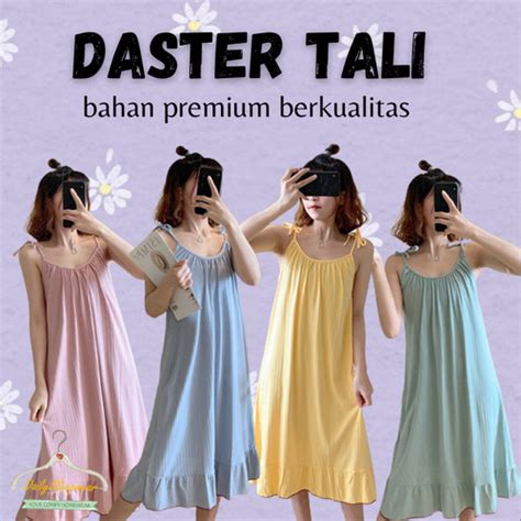 Jual Daster Tali Singlet Baju Tidur Dress Sexy Premium Quality Blue