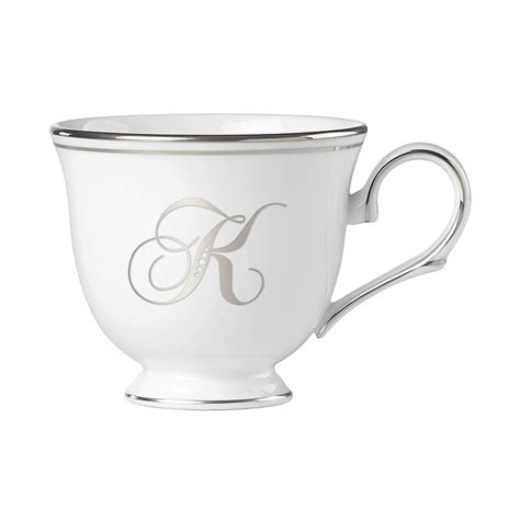 Lenox® Federal Platinum™ Monogrammed Script Letter Teacup Bed Bath