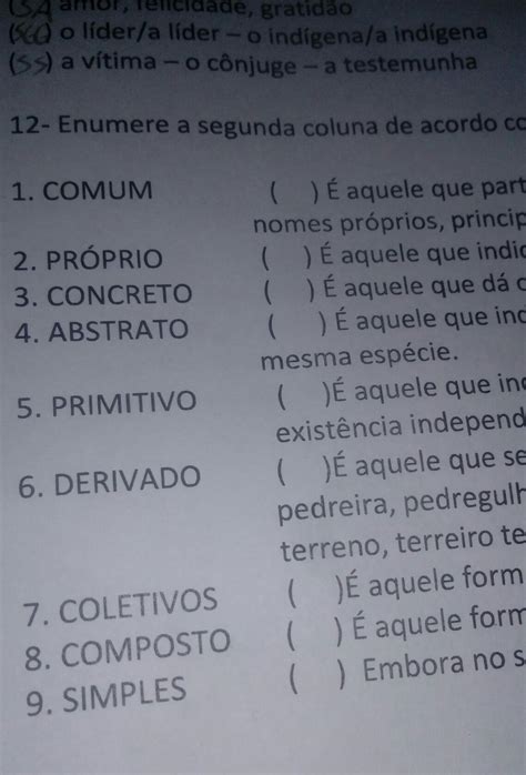Número A Segunda Coluna De Acordo Com A Primeira - enumere a segunda coluna de acordo com a primeira - brainly.com.br
