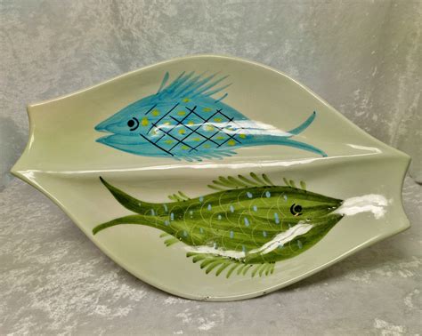 Tasca Hand Painted Ceramic Fish Dish Plate Cm Length Made In