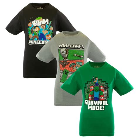 Minecraft Boys Creeper And Characters 3 Colors Short Sleeve T Shirt Set