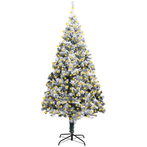 Artificial Pre Lit Christmas Tree With Flocked Snow Green Cm Pvc Vidaxl