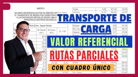 Valores Referenciales De Transporte De Carga Por Rutas Parciales De Un