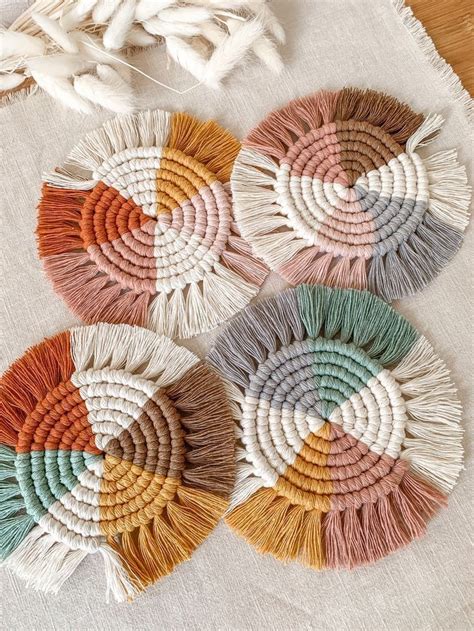 Macrame Coasters Mothers Day Gift Table Decoration Boho Coasters