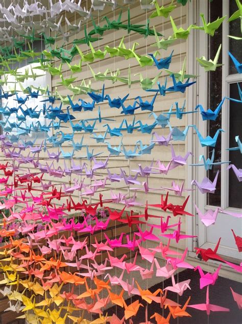 1000 5 5 Ombre Colourful Origami Cranes On String Paper Etsy