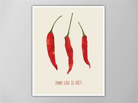 Some Like It Hot Art Print Kitchen Wall Art Cooking Decor Hot Peppers Poster Food Illustration