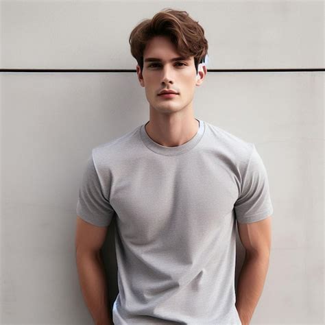 Premium Photo Gray Tshirt Mockup A Man Wearing Gray Shirt Tshirt