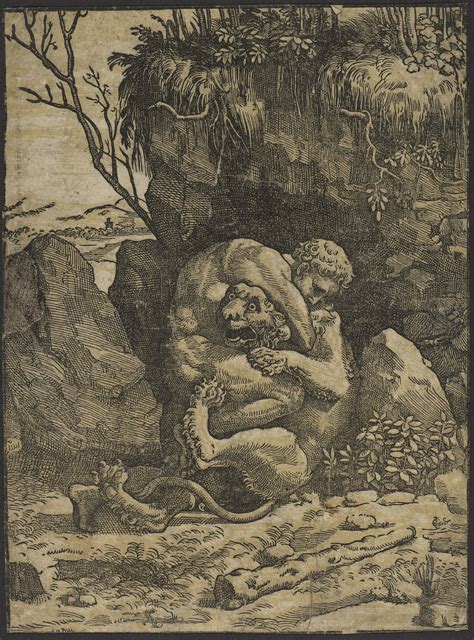 Ugo Da Carpi C Hercules Strangling The Nemean Lion