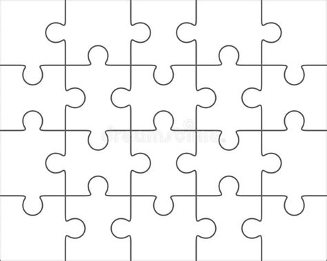 Jigsaw Puzzle Blank Template 4x5, Twenty Pieces Stock Illustration ...