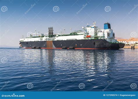 Huge Oil Tanker Moored In Aqaba Port Stock Photo Image Of Liquefied