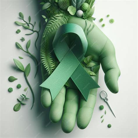 Premium Photo | Realistic green fabric bow for the fight against cancer