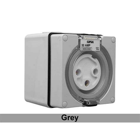 Socket Outlet W P Ph A V Pin Rnd Grey Ip Mm Electrical