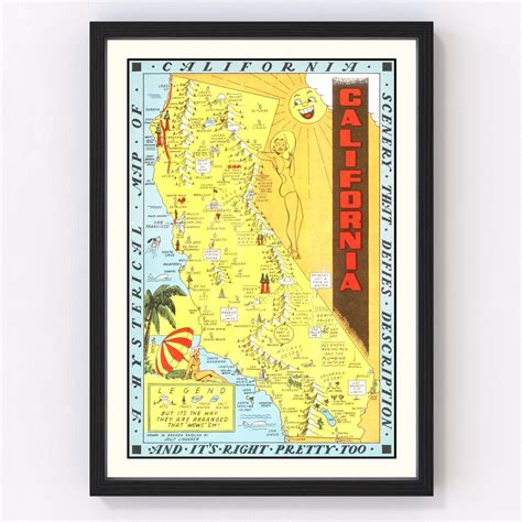 Vintage Map Of California 1948 By Teds Vintage Art