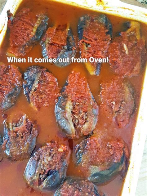 Sheikh Al Mahshi Meat Stuffed Eggplant In A Tomato Sauce