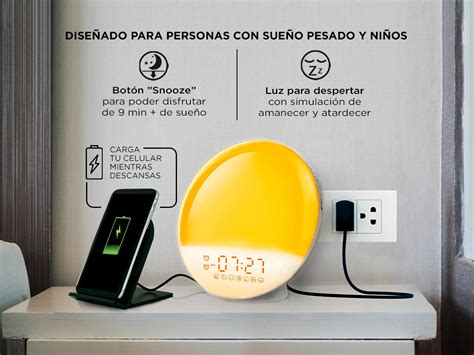 Reloj Despertador Gadnic Colores Luz De Amanecer Con Radio Fm Gadnic