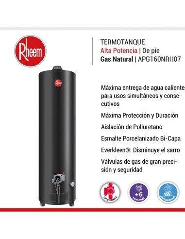 Termotanque Alta Potencia 160L GN RHEEM BACBA