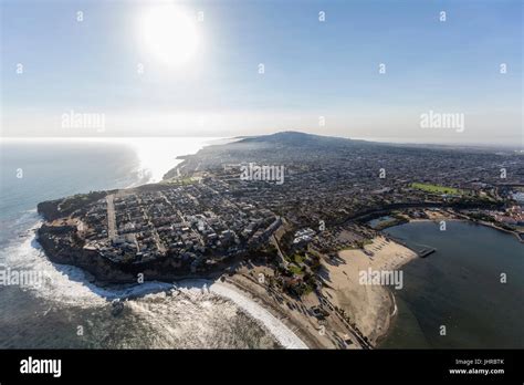 Aerial View Of The San Pedro Coast In Los Angeles California Stock