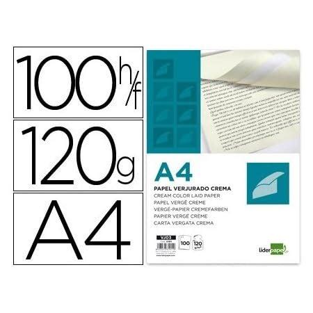 Liderpapel Papel Verjurado A4 120 g m² Crema Paquete De 100 Amazon es