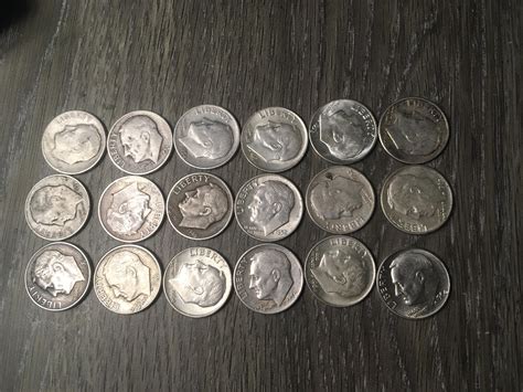 My 18 junk silver Roosevelt dimes (one of which I found coin roll ...