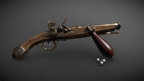 Flintlock Duelling Pistol With Bayonet Buy Royalty Free 3d Model By Kingy [31122df