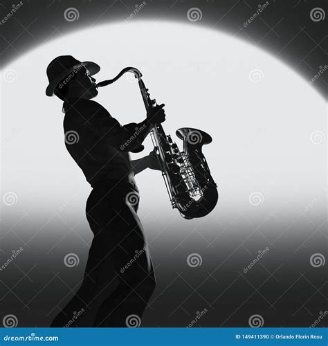 Saxophone Player Black And White Image Of A Man Playing Saxophone