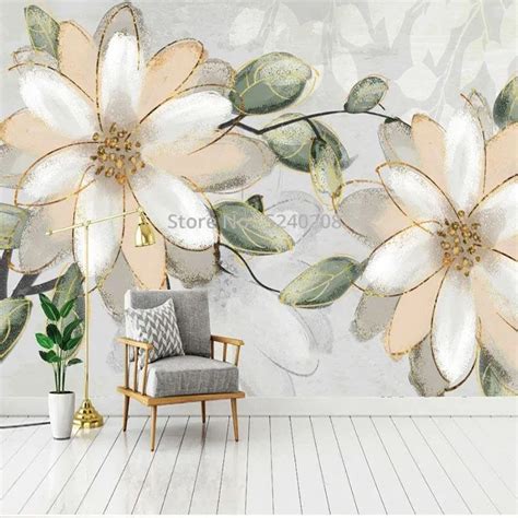 Custom D Pastoral Flower Aesthetic Flower Wallpaper For Home Decor