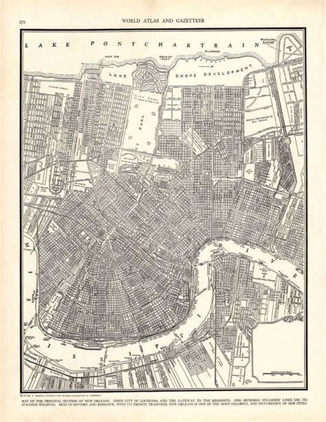 1943 Antique NEW ORLEANS Street Map City Map Of New Orleans Louisiana