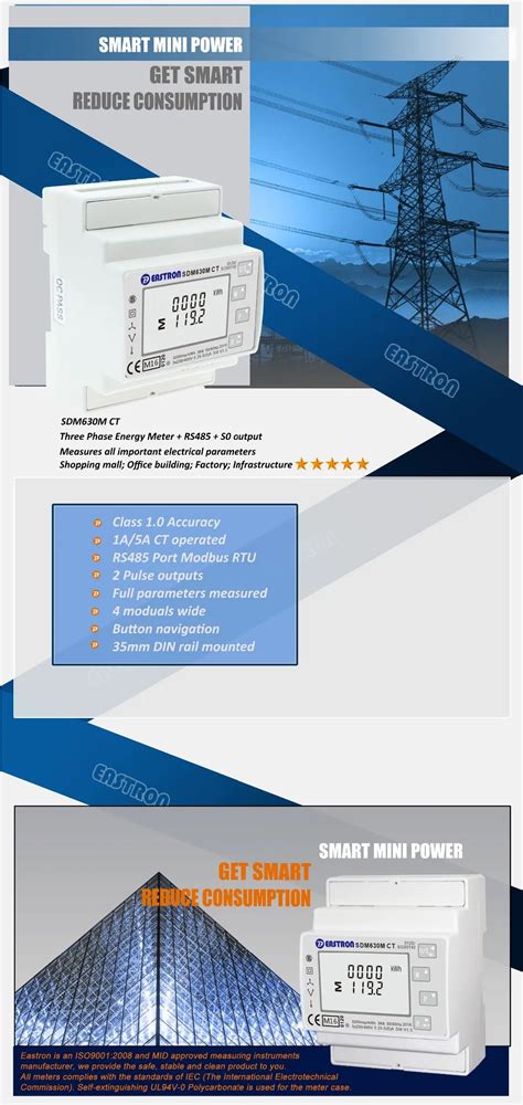 Sdm Modbus Rs Din Rail Kwh Three Phase Energy Meter A Solar Pv