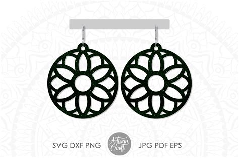 Mandala Earrings Svg Cut Files Round Earring By Artisan Craft Svg