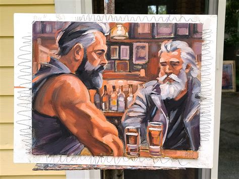 At The Bar X Inches Oil On Canvas Panel By Kenney Mencher Kenney