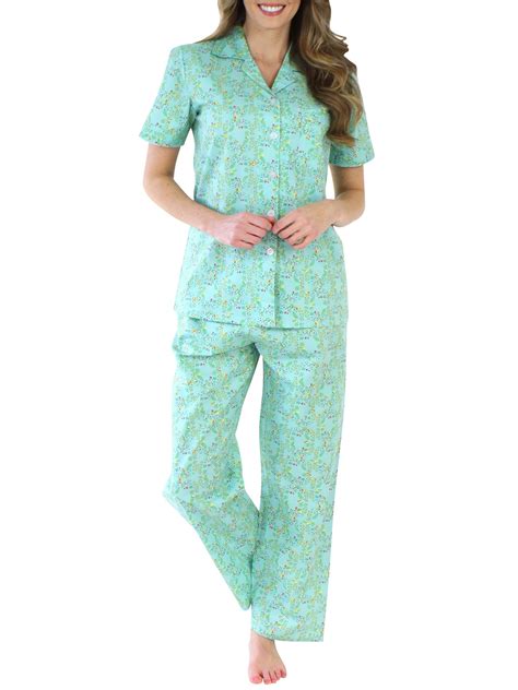 Sleepyhead Sleepyheads Womens Poplin Cotton Short Sleeve Button Up