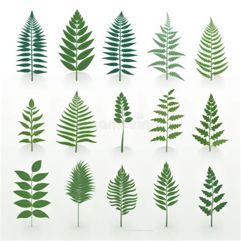 Minimalistic Fern Set Vector Svg Flat Animation Asset Stock