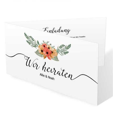 Einladungskarten Hochzeit Blumen Bl Ten