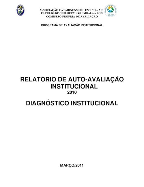 Pdf Relat Rio De Auto Avalia O Institucional Ace Br