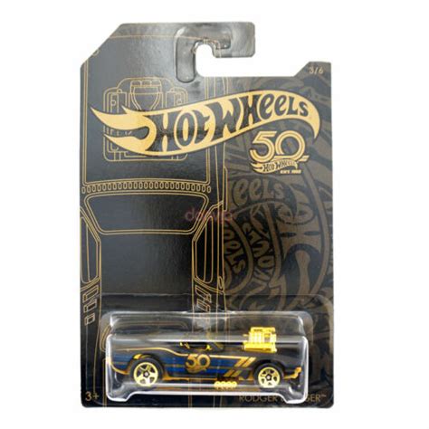 Hot Wheels 50th Anniversary Black Gold Rodger Dodger 3 6 Wear On