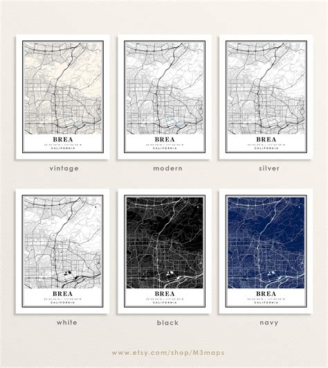 Brea California Map Brea Ca Map Brea City Map Brea Print Etsy