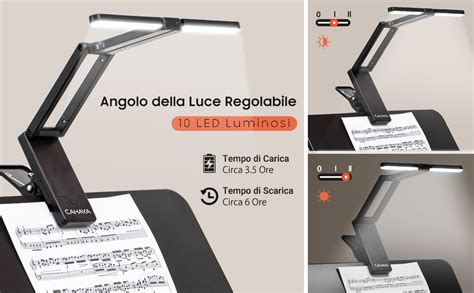 CAHAYA Lampada LED Per Leggio Clip On Ricaricabile Luce Per Leggio