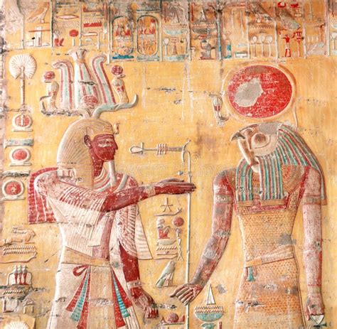 Ancient Colorful Mural Wall Painting Inside Hatshepsut Temple In Valley