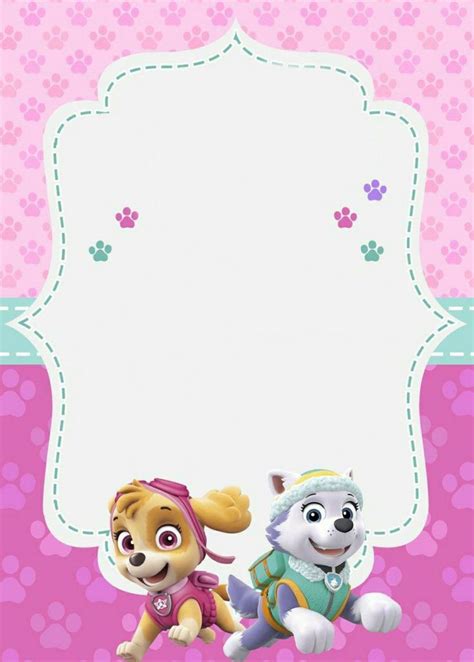 The Paw Patrol Birthday Card With Two Puppies On Pink And Blue