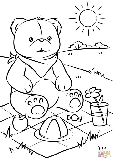 teddy bears picnic coloring page  printable teddy bear