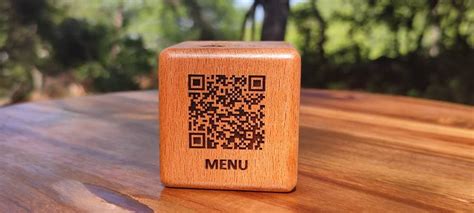 Qr Menu Qr Table Stand Engraved On Wooden Cube Digital Menus For