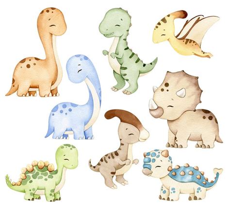 Clipart de aquarela de dinossauros clipart de dino decoração de