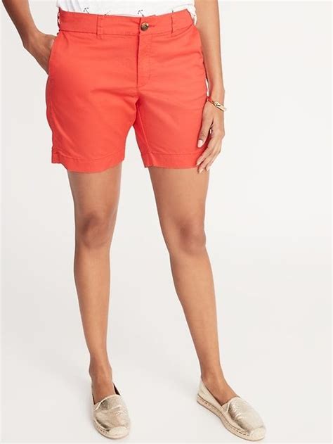 Mid Rise Twill Everyday Shorts For Women 7 Inch Inseam Old Navy